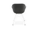 Chaise moderne FIDJI noire avec pieds en métal blanc