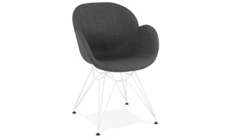 AC01930DG 5420072056999 Chaise moderne ATOL en tissu gris foncé avec pieds en métal blanc