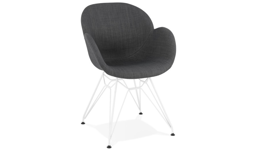 AC01930DG 5420072056999 Chaise moderne ATOL en tissu gris foncé avec pieds en métal blanc AC01930DG 5420072056999 Chaise moderne ATOL en tissu gris foncé avec pieds en métal blanc