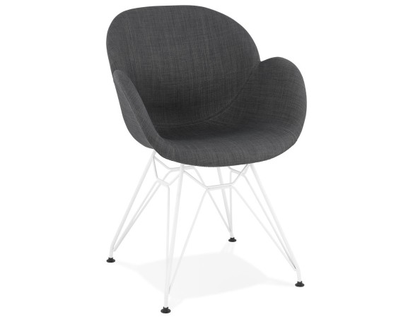 AC01930DG 5420072056999 Chaise moderne ATOL en tissu gris foncé avec pieds en métal blanc