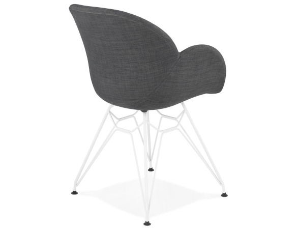 Chaise moderne ATOL en tissu gris foncé avec pieds en métal blanc