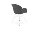Chaise moderne ATOL en tissu gris foncé avec pieds en métal blanc