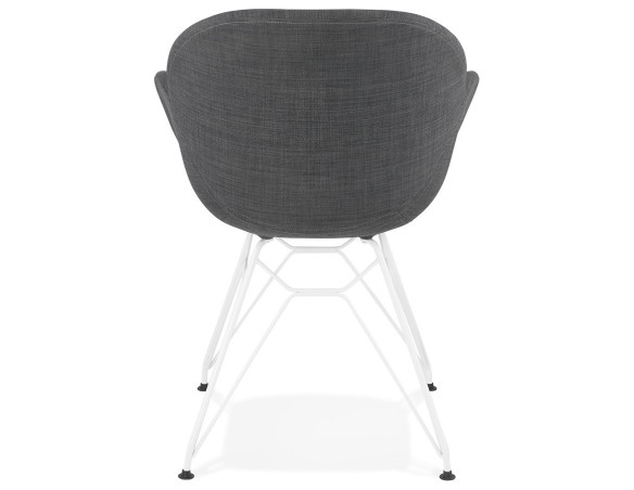 Chaise moderne ATOL en tissu gris foncé avec pieds en métal blanc