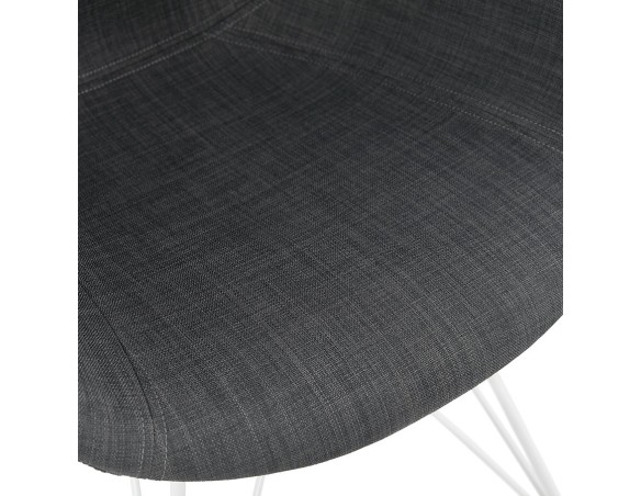 Chaise moderne ATOL en tissu gris foncé avec pieds en métal blanc