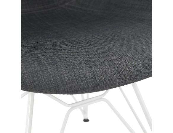 Chaise moderne ATOL en tissu gris foncé avec pieds en métal blanc