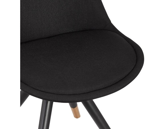 Chaise vintage POPI en tissu et bois noir