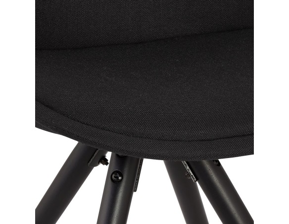 Chaise vintage POPI en tissu et bois noir