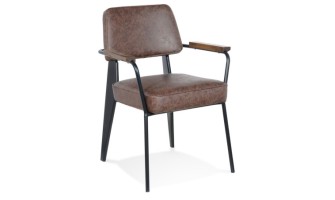 AC03450BRBL 5404028305003 Chaise avec accoudoirs design GALLERIA brune et métal noir
