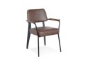 AC03450BRBL 5404028305003 Chaise avec accoudoirs design GALLERIA brune et métal noir