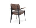 Chaise avec accoudoirs design GALLERIA brune et métal noir