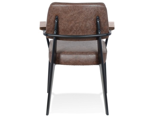 Chaise avec accoudoirs design GALLERIA brune et métal noir