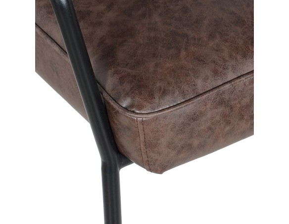 Chaise avec accoudoirs design GALLERIA brune et métal noir