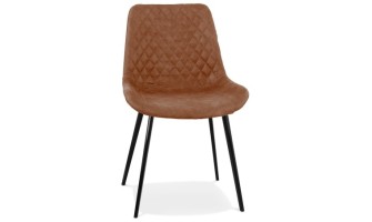 CH04310BR 5404028315286 Chaise design TAICHI en microfibre brune et pieds en métal noir