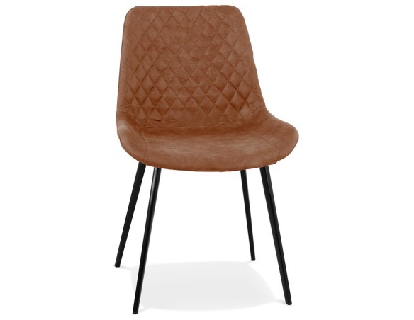 CH04310BR 5404028315286 Chaise design TAICHI en microfibre brune et pieds en métal noir