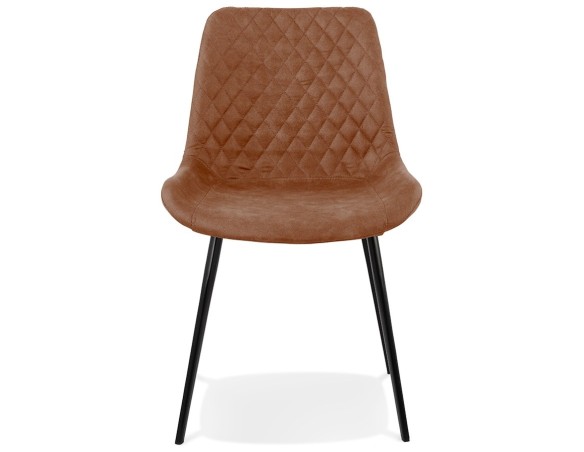 Chaise design TAICHI en microfibre brune et pieds en métal noir