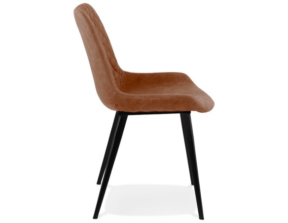 Chaise design TAICHI en microfibre brune et pieds en métal noir