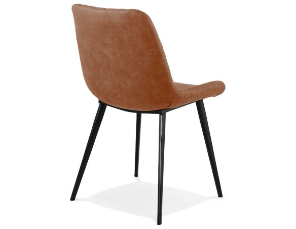 Chaise design TAICHI en microfibre brune et pieds en métal noir