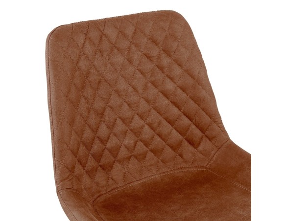 Chaise design TAICHI en microfibre brune et pieds en métal noir
