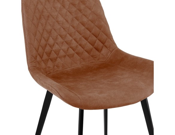 Chaise design TAICHI en microfibre brune et pieds en métal noir