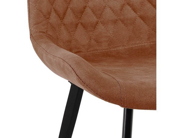 Chaise design TAICHI en microfibre brune et pieds en métal noir