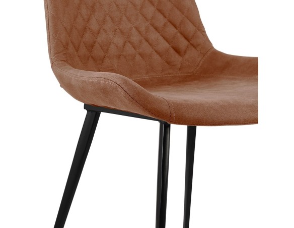 Chaise design TAICHI en microfibre brune et pieds en métal noir