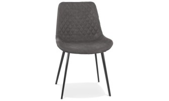 CH04320DG 5404028315309 Chaise design TAICHI en microfibre gris foncé et pieds en métal noir