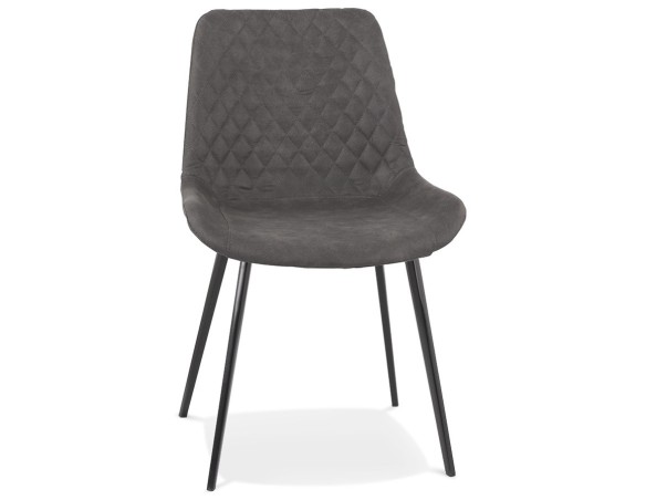 CH04320DG 5404028315309 Chaise design TAICHI en microfibre gris foncé et pieds en métal noir