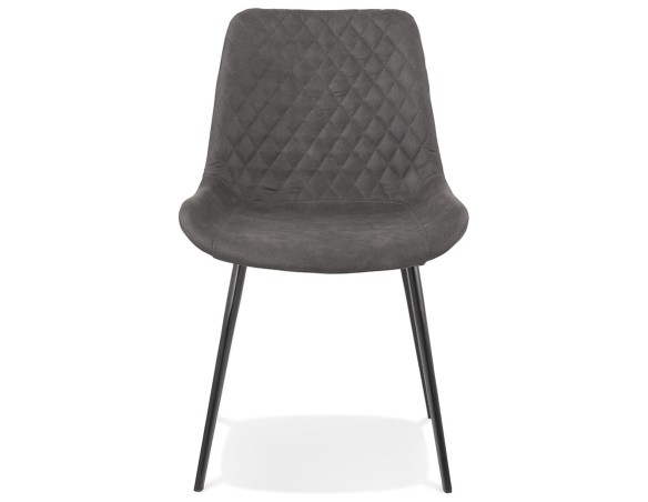 Chaise design TAICHI en microfibre gris foncé et pieds en métal noir