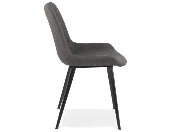 Chaise design TAICHI en microfibre gris foncé et pieds en métal noir
