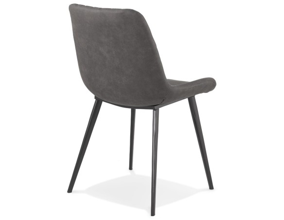 Chaise design TAICHI en microfibre gris foncé et pieds en métal noir