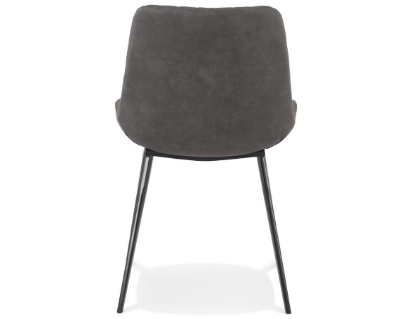 Chaise design TAICHI en microfibre gris foncé et pieds en métal noir