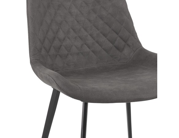 Chaise design TAICHI en microfibre gris foncé et pieds en métal noir