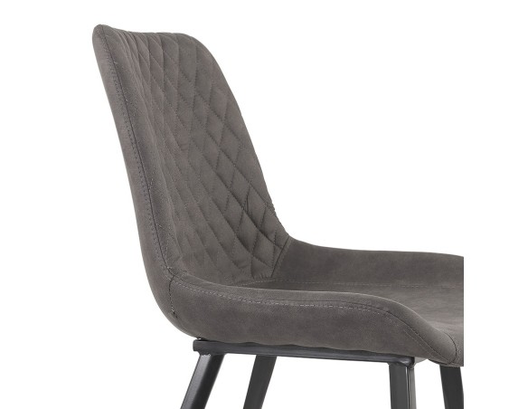 Chaise design TAICHI en microfibre gris foncé et pieds en métal noir