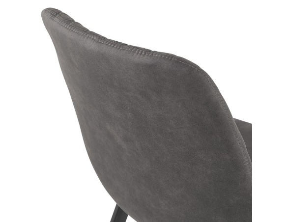 Chaise design TAICHI en microfibre gris foncé et pieds en métal noir