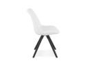 Chaise design VALENTINE en tissu bouloché blanc et pieds en bois noir