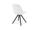Chaise design VALENTINE en tissu bouloché blanc et pieds en bois noir