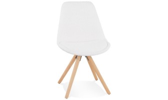 CH04930WHNA 5404028337127 Chaise design VALENTINE en tissu bouloché blanc style scandinave