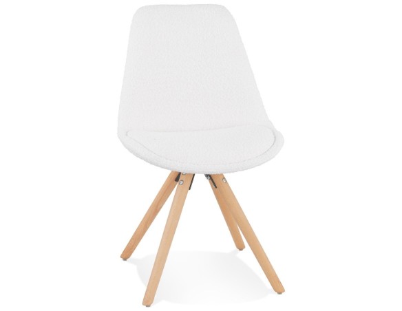 CH04930WHNA 5404028337127 Chaise design VALENTINE en tissu bouloché blanc style scandinave