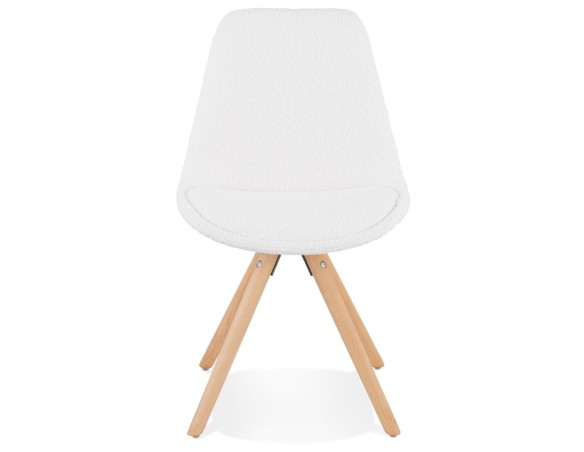 Chaise design VALENTINE en tissu bouloché blanc style scandinave