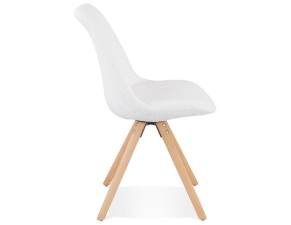 Chaise design VALENTINE en tissu bouloché blanc style scandinave