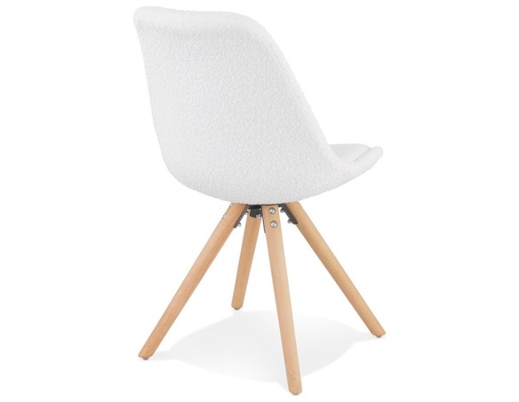 Chaise design VALENTINE en tissu bouloché blanc style scandinave
