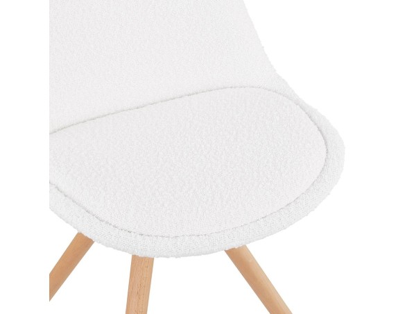 Chaise design VALENTINE en tissu bouloché blanc style scandinave