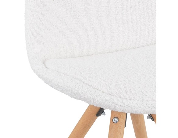 Chaise design VALENTINE en tissu bouloché blanc style scandinave