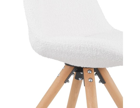 Chaise design VALENTINE en tissu bouloché blanc style scandinave
