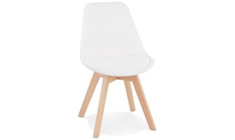 CH04940WHNA 5404028337141 Chaise design LINETTE en tissu bouloché blanc style scandinave