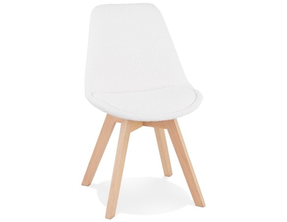 CH04940WHNA 5404028337141 Chaise design LINETTE en tissu bouloché blanc style scandinave