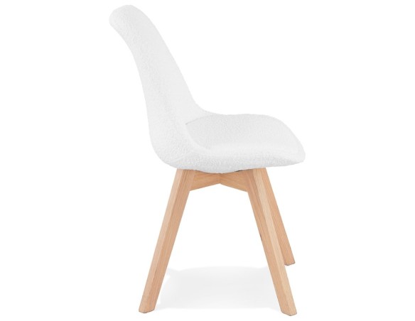 Chaise design LINETTE en tissu bouloché blanc style scandinave