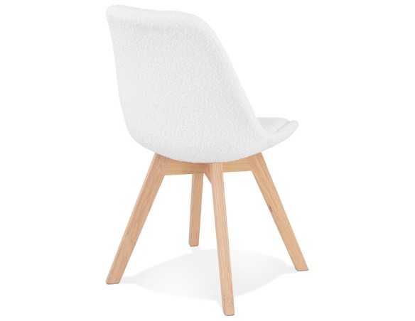 Chaise design LINETTE en tissu bouloché blanc style scandinave