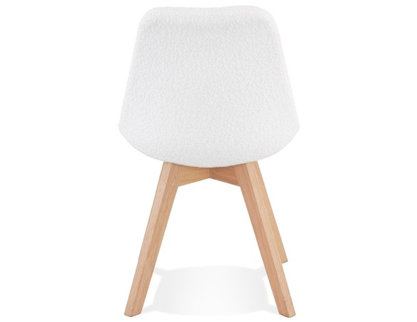 Chaise design LINETTE en tissu bouloché blanc style scandinave