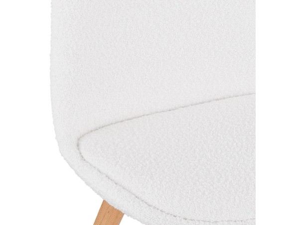 Chaise design LINETTE en tissu bouloché blanc style scandinave